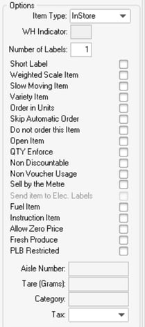Item Options