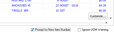 Prompt for item number
